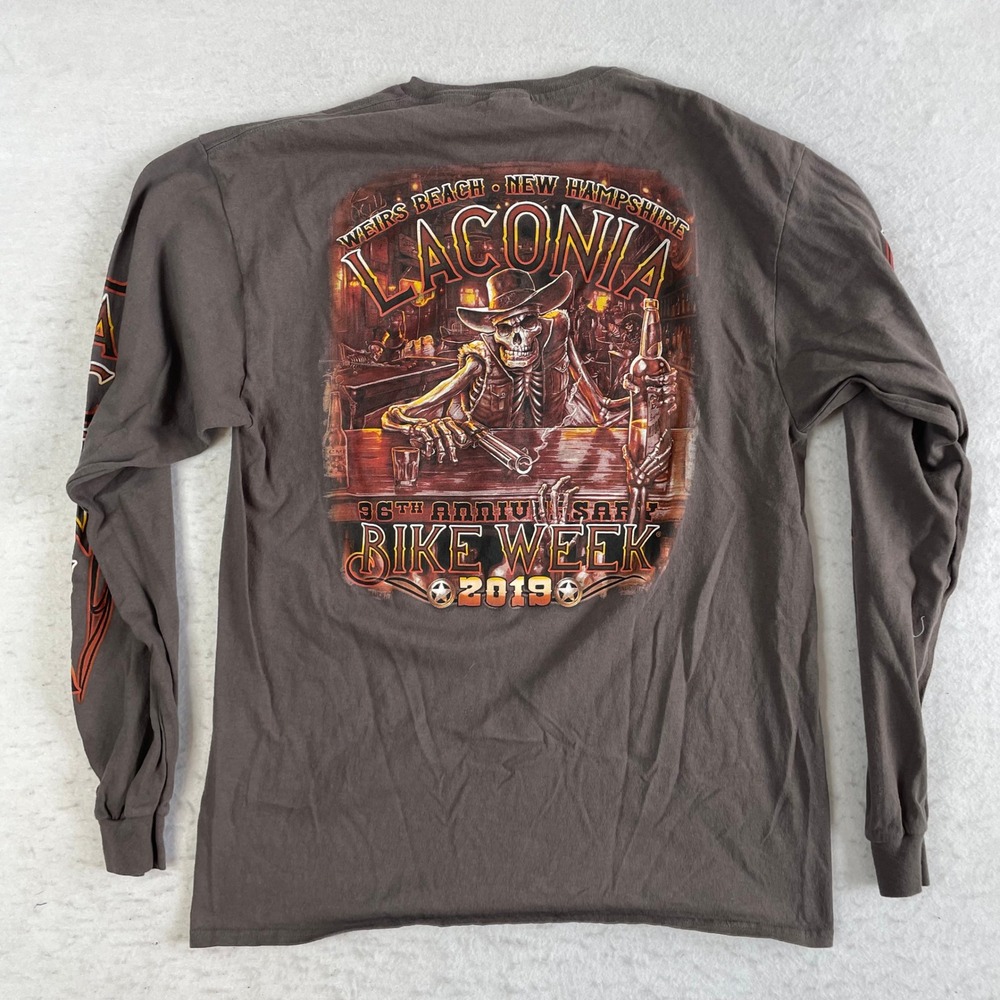 Delta Long Sleeve Shirt Mens Large Gray Laconia Bike Week 2019 Graphic Biker Tee